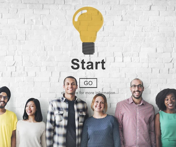 Diversiteit mensen met start — Stockfoto