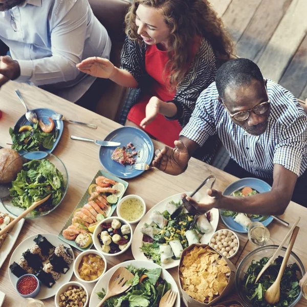 People enjoying food