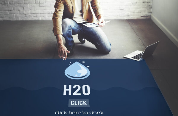 businessman working with water