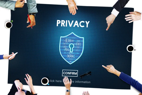 Mensen uit het bedrijfsleven wijzen op Privacy — Stockfoto