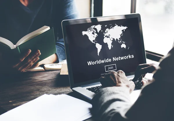 Világméretű hálózatok, a számítógép-monitor — Stock Fotó