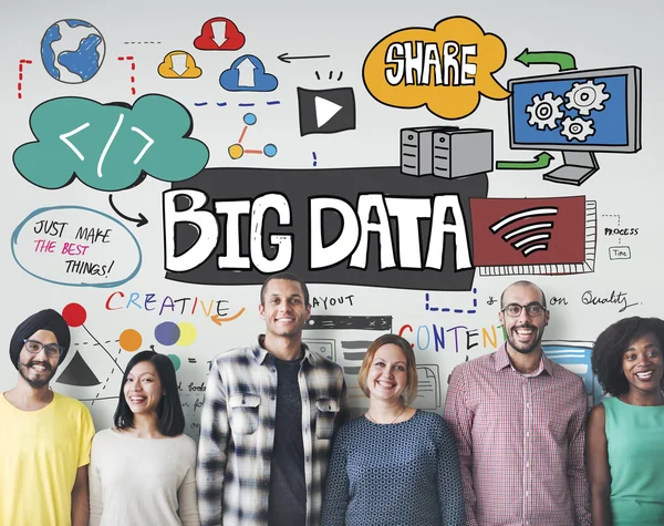 Diversity people with big data — Stock Photo, Image