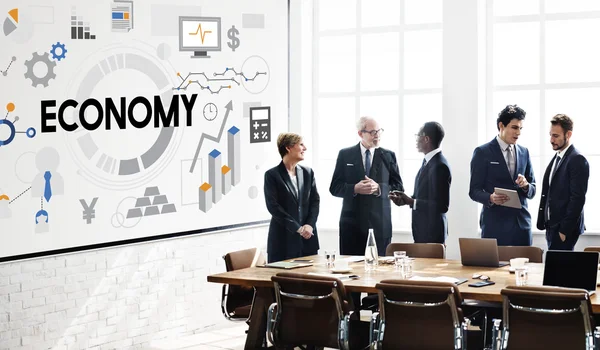 Üzleti csapat és a gazdaság — Stock Fotó