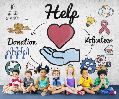 Çeşitlilik çocuk birlikte oturan