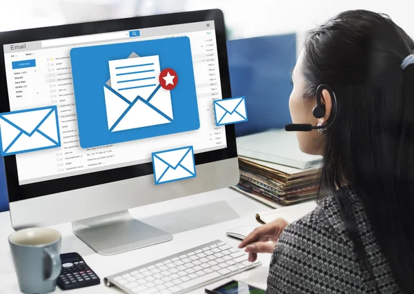 Computer with mail on monitor — Stock Photo, Image