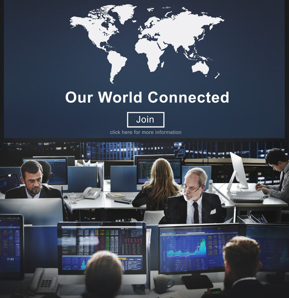 Business workers and World Connected