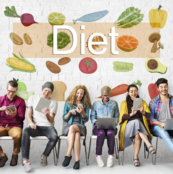 Çeşitlilik insanlar ve diyet — Stok fotoğraf