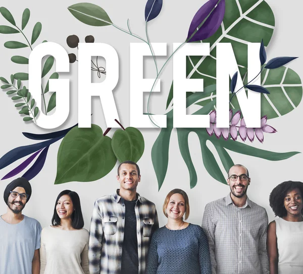 Diversité personnes avec vert — Photo