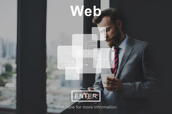 Businessman working and web — Stock Photo, Image