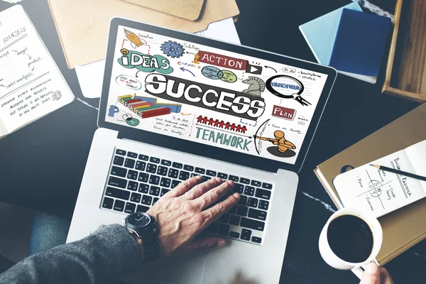 Laptop with success concept — Stock Photo, Image