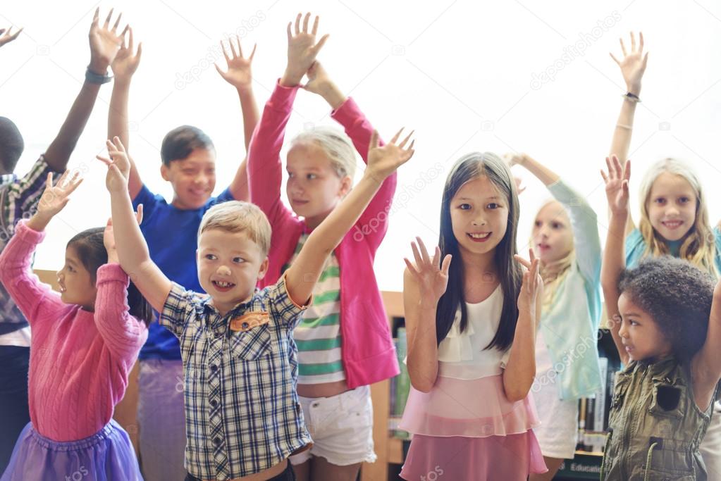 Children With Arms Raised