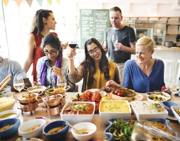 People enjoying food