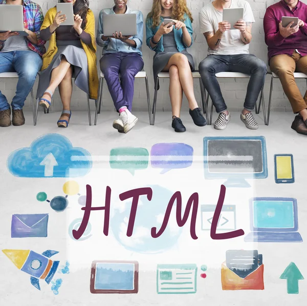 Diversity people and html — Stock Photo, Image