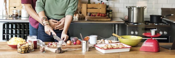 Conceito de Hobby de Culinária de Casal — Fotografia de Stock