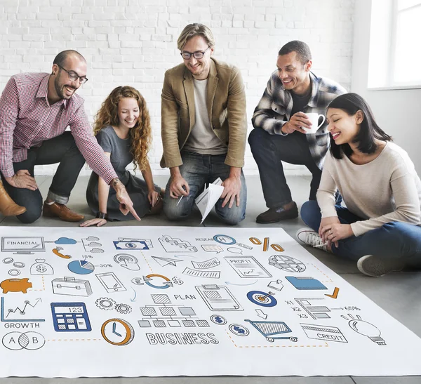 Designers working with poster and business — Stock Photo, Image