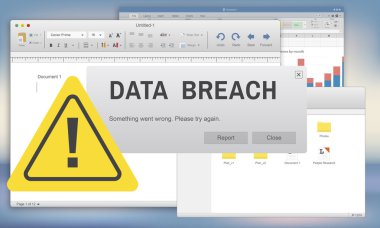 template with data breach concept clipart