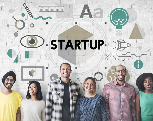 Diversity people with start up — Stock Photo, Image
