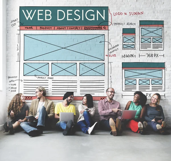 Web tasarım duvar çeşitlilik arkadaşları — Stok fotoğraf