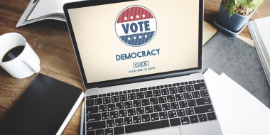 Democracy word on screen, Democrats Human Rights Concept clipart