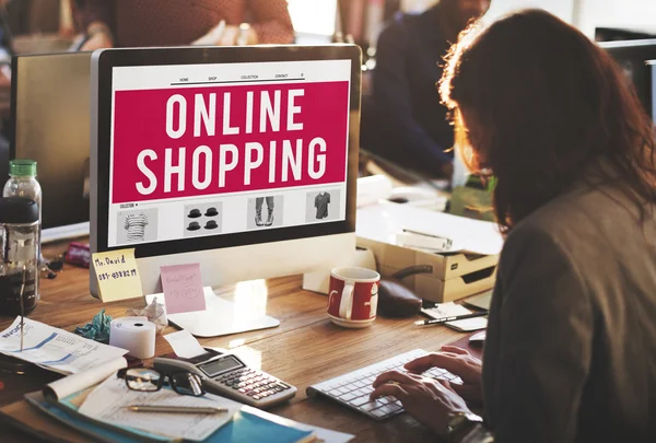 Businesswoman looking on monitor — Stock Photo, Image