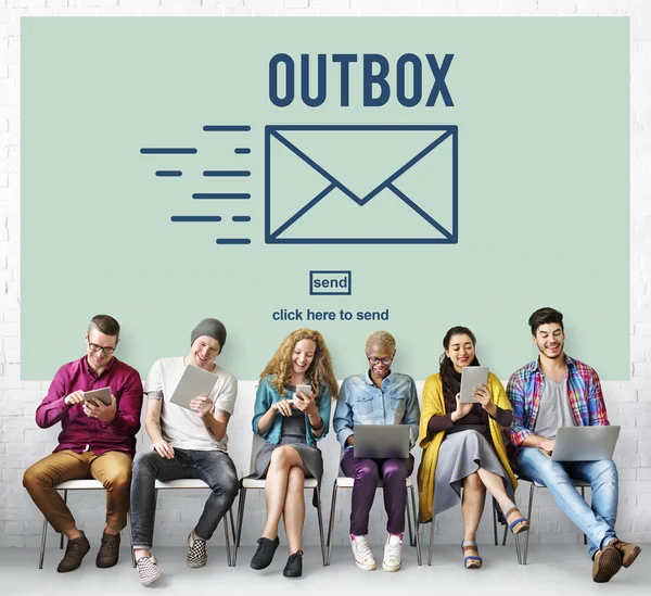 Vielfalt Menschen und Outbox — Stockfoto