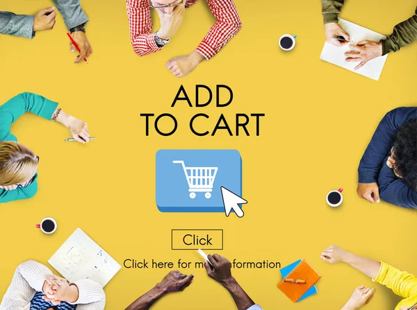 Business People Pointing on Add to Cart — Stock Photo, Image