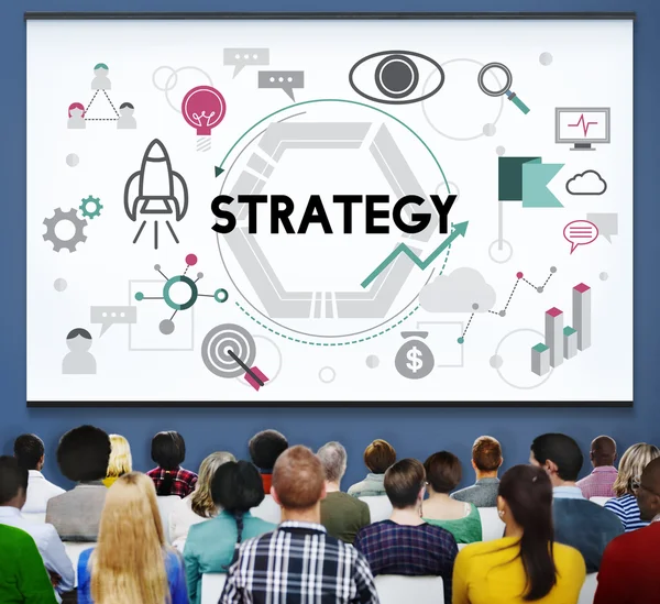 Persone al seminario e concetto di strategia — Foto Stock