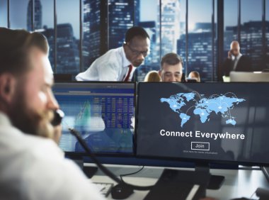 çalışma iş adamları ve her yerde bağlanmak