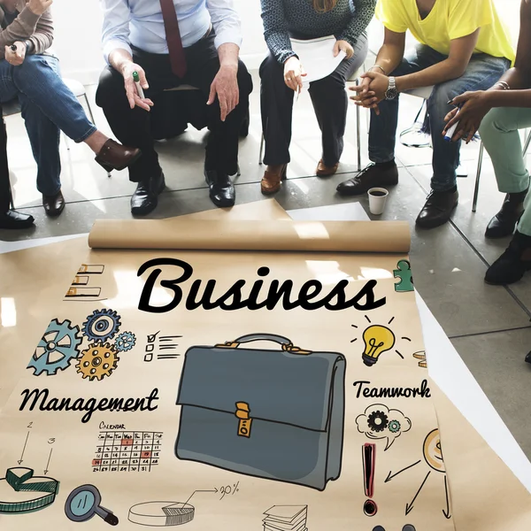 Mensen boven de poster met business — Stockfoto