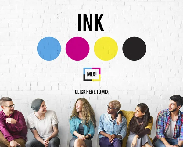 Diversity people and ink — Stock Photo, Image