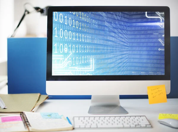 bilgisayar metin üstünde perde ile