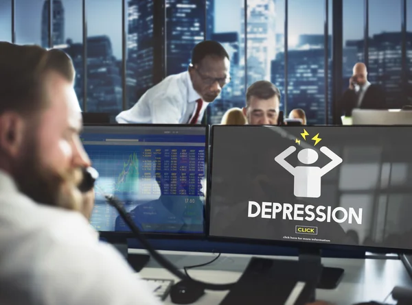 Mensen uit het bedrijfsleven werken en depressie — Stockfoto