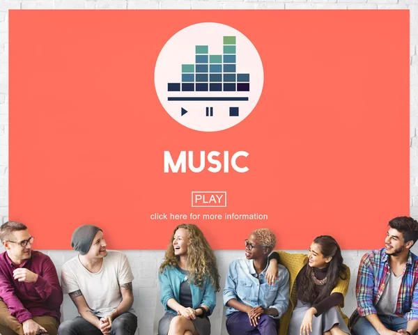 Różnorodność osób i muzyka — Zdjęcie stockowe