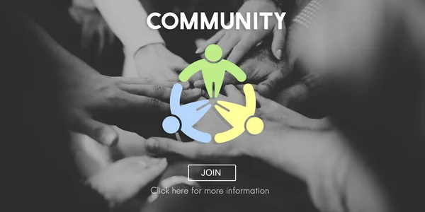 Mensen met handen samen en Gemeenschap — Stockfoto