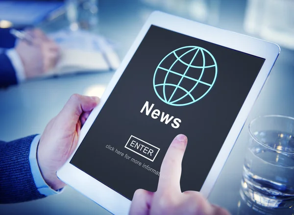 Man using tablet and News Concept — Stock Photo, Image
