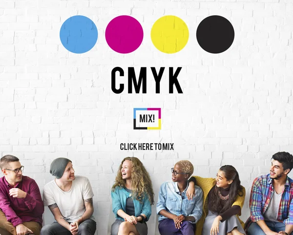 Diversity people and cmyk — Stock Photo, Image