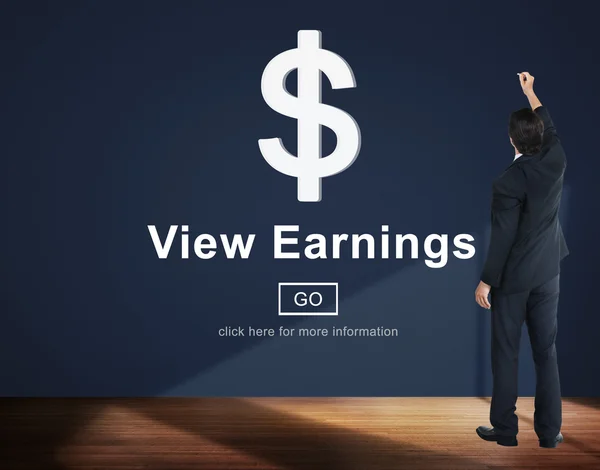 Man writing and View Earnings Concept — Stock Photo, Image