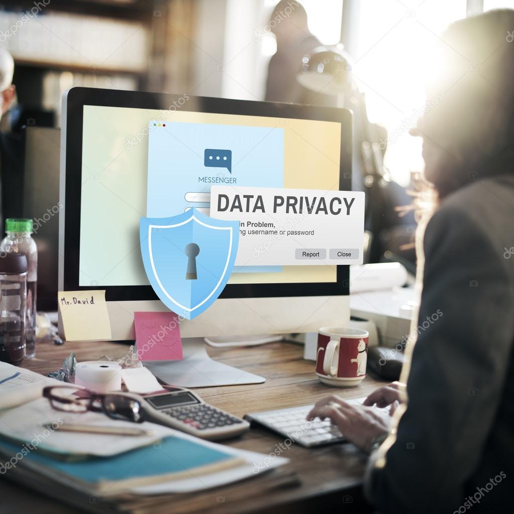 Businesswoman and Data Privacy Concept