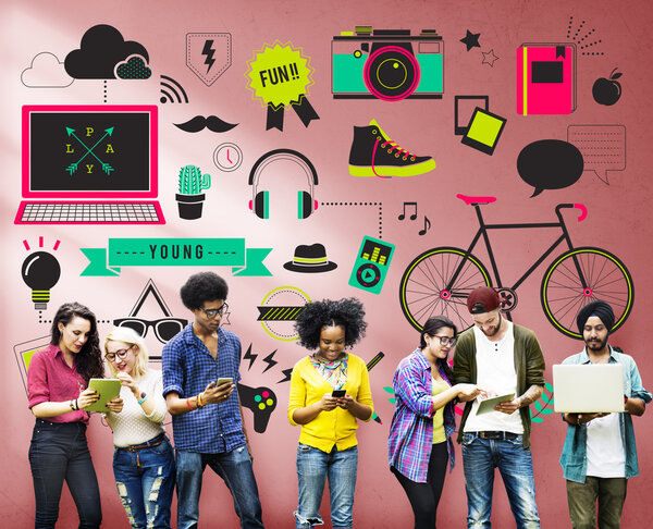 Young people using digital devises