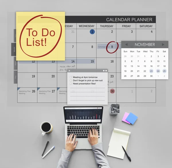 Conceito de Organização do Calendário — Fotografia de Stock