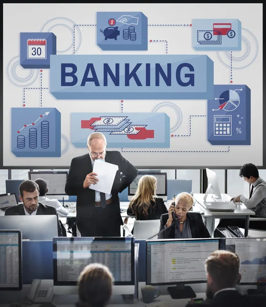 Business workers and banking — Stock Photo, Image