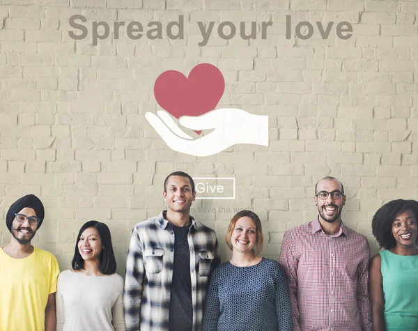 Spread Love insanlarla çeşitlilik — Stok fotoğraf