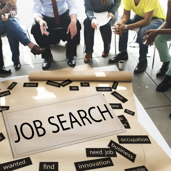 Mensen boven de poster met Job Search — Stockfoto