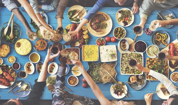 People enjoying food