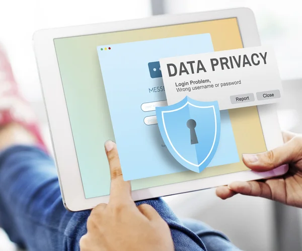 Digitální tablet s ochrana osobních údajů — Stock fotografie