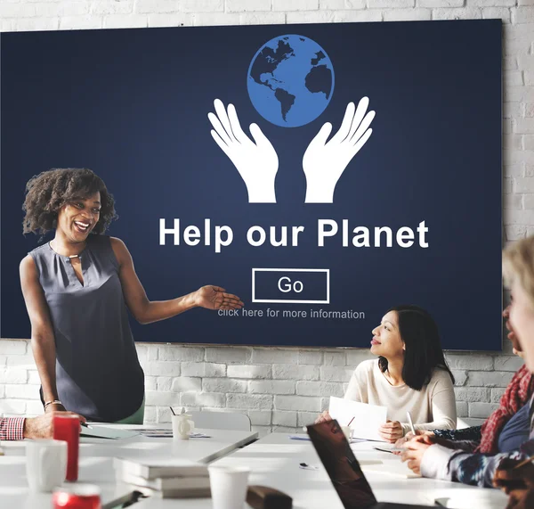 Деловая встреча с Help Planet — стоковое фото