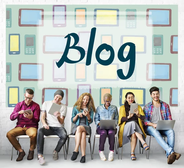 Diversity people and blog — Stock Photo, Image