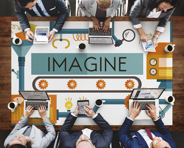 businesspeople with electronic devices at work