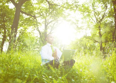 açık havada meditasyon işadamı