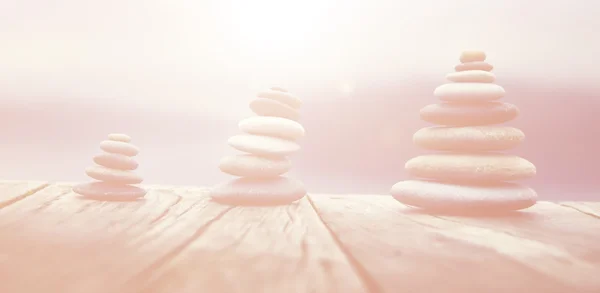 Stones on Wooden Table — Stock Photo, Image